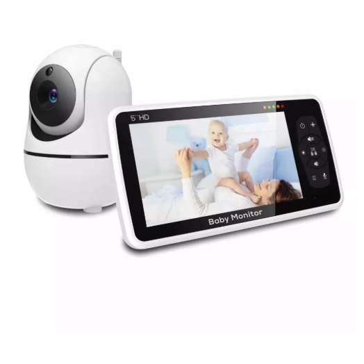 New 5 inch Video Baby Monitor with Camera and Audio, 4X Zoom, 22Hrs Battery, 1000ft Range 2-Way Audio Temperature Sensor Lullaby