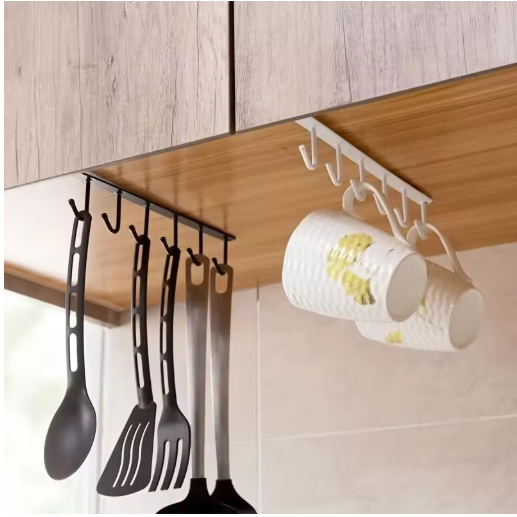 1pcs Kitchen Shelf Storage Clothes Hanging Organizer Cup Holder Glass Mug Holder 6 Hooks Storage Rack Kitchen Accessories